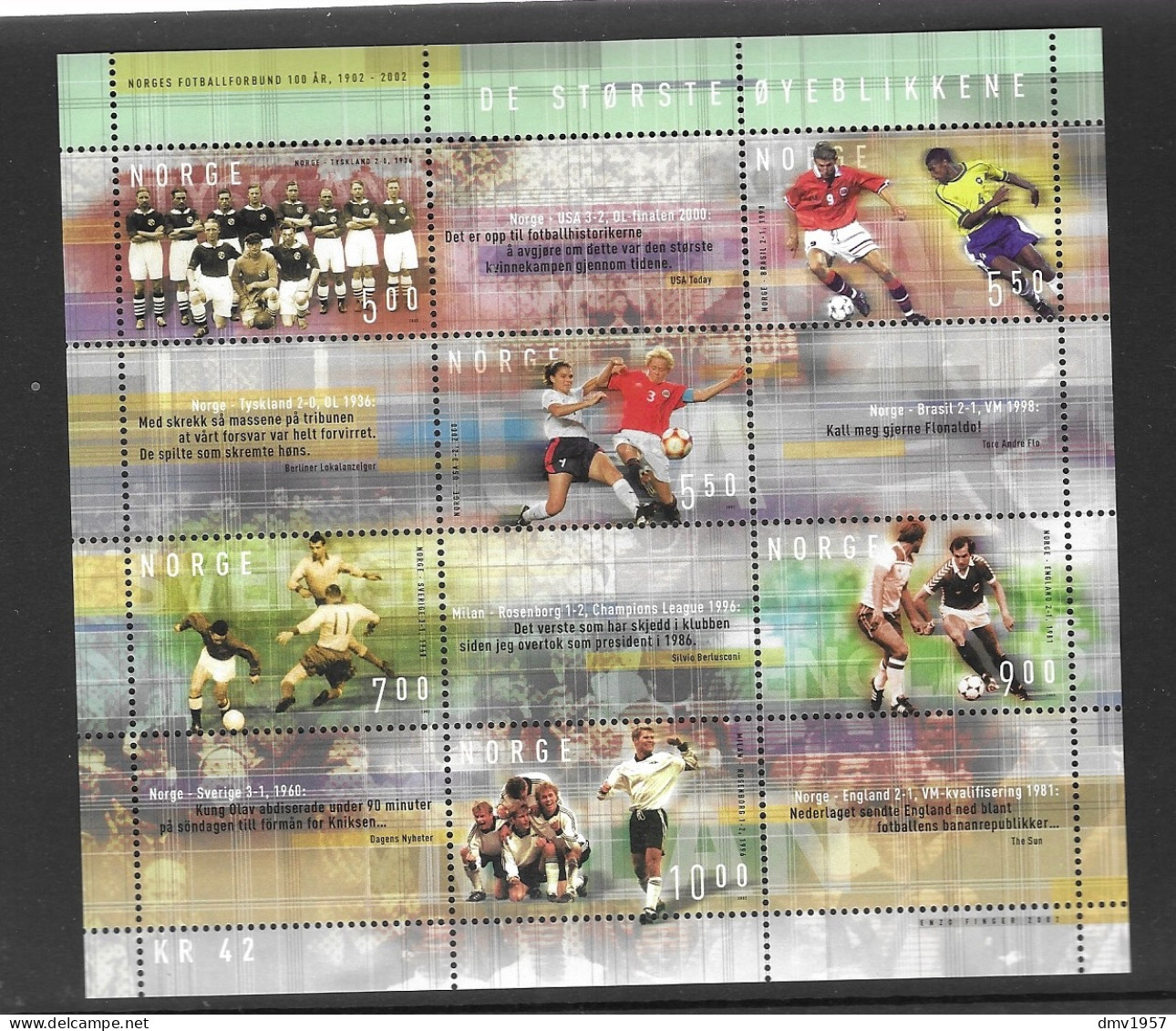 Norway 2002 MNH Centenary Of Norwegian Football Assoc MS 1475 - Unused Stamps