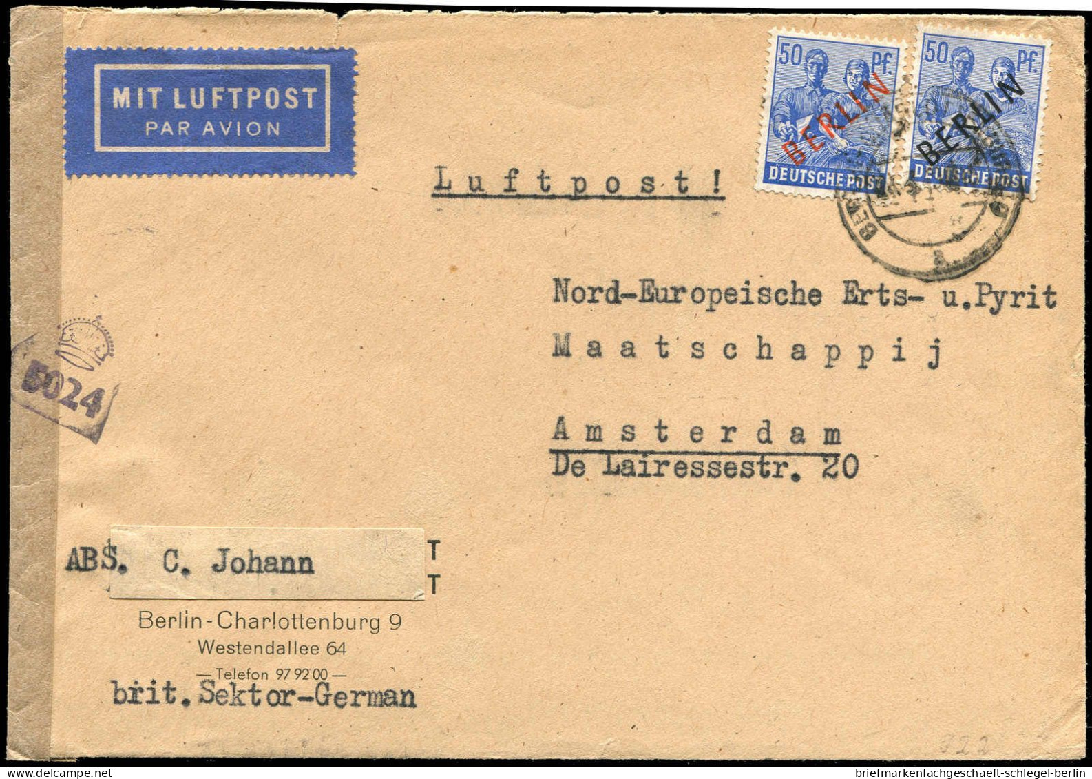 Berlin, 1949, 13 + 30, Brief - Other & Unclassified