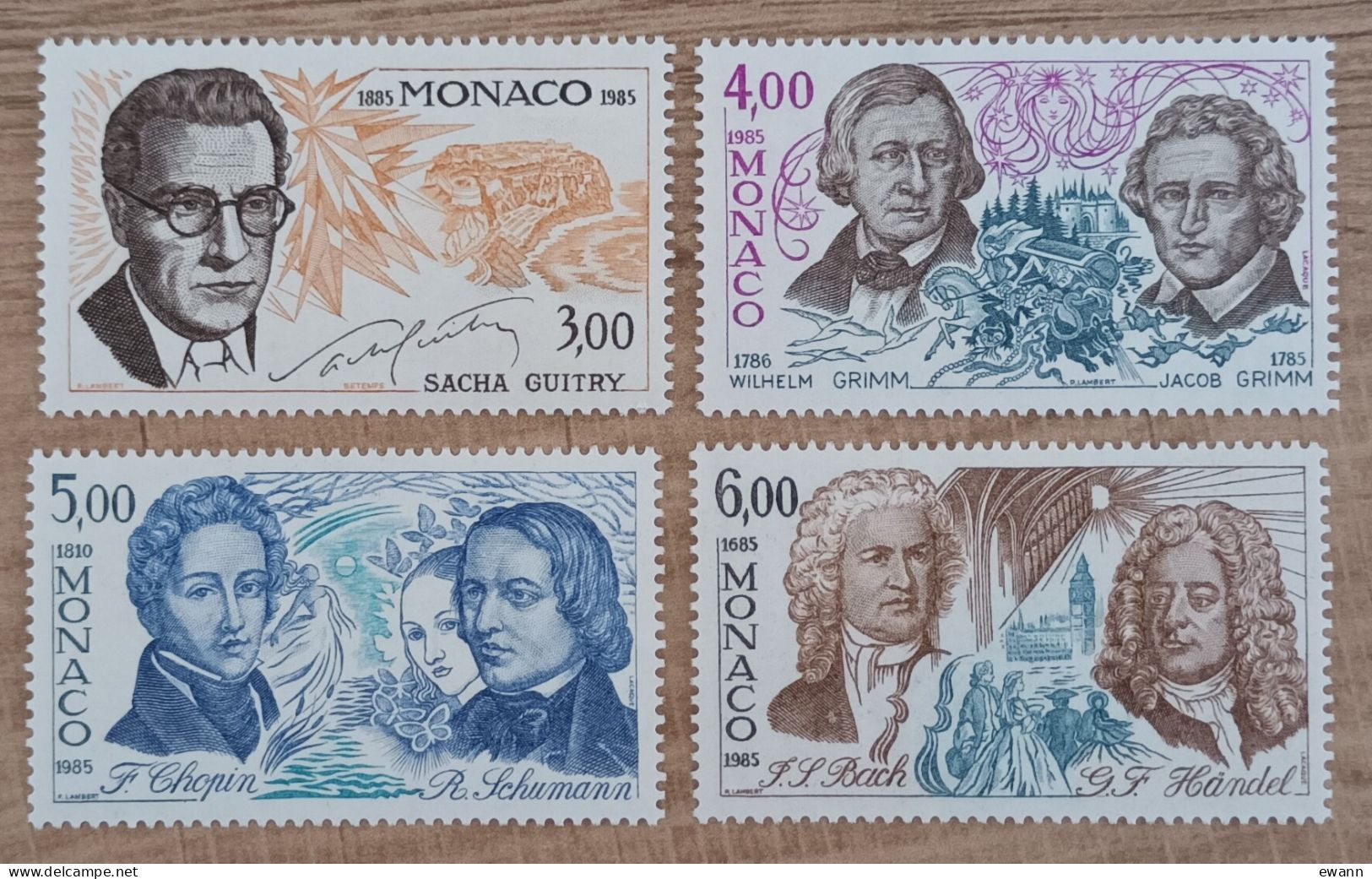 Monaco - YT N°1501 à 1504 - Les Arts / Ecrivains Et Musiciens Célèbres - 1985 - Neuf - Unused Stamps