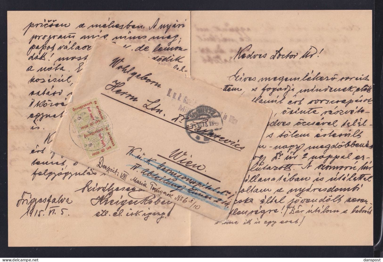 Ungarn Hungary Brief 1915 An KuK Feldpost - Brieven En Documenten