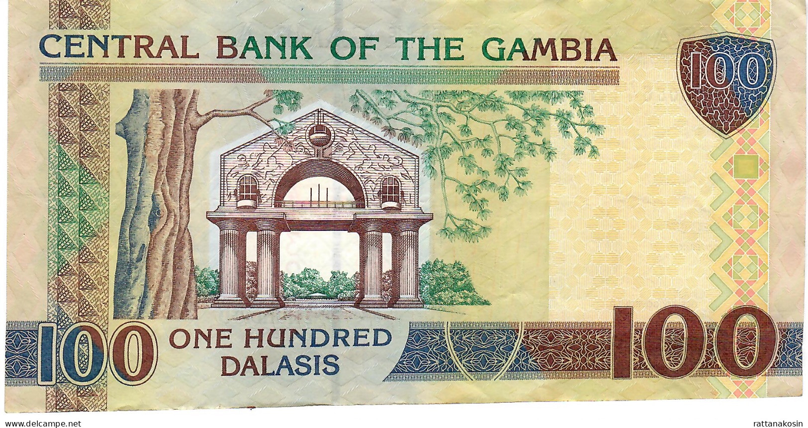 GAMBIA P29d 100 DALASI  ND   #B    Signature 17    VF  NO P.h. - Gambie