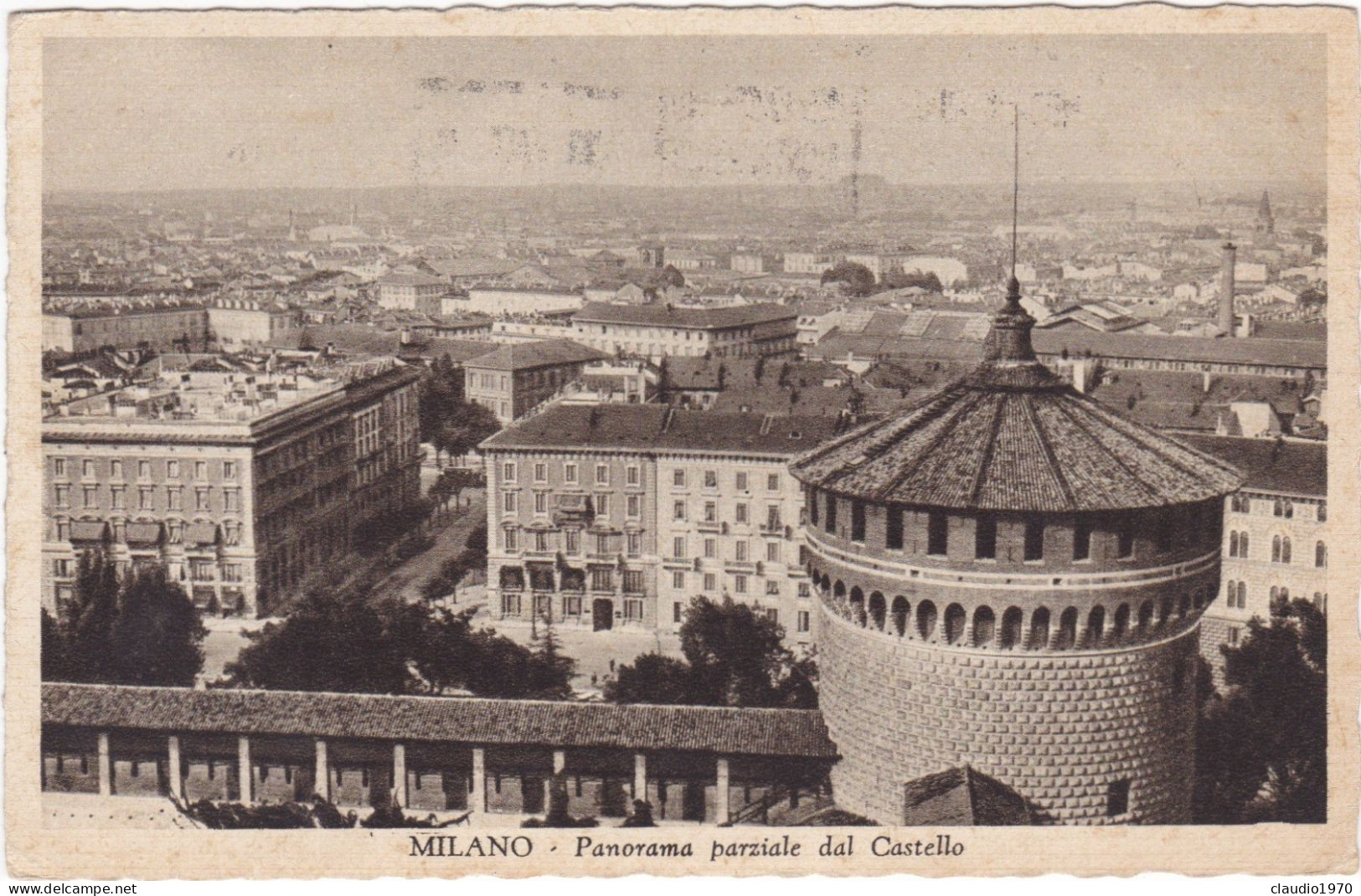 MILANO - CARTOLINA - PANORAMA PARZIALE DAL CASTELLO - VIAGGIATA PER CITTA' - 1932 - Milano (Milan)