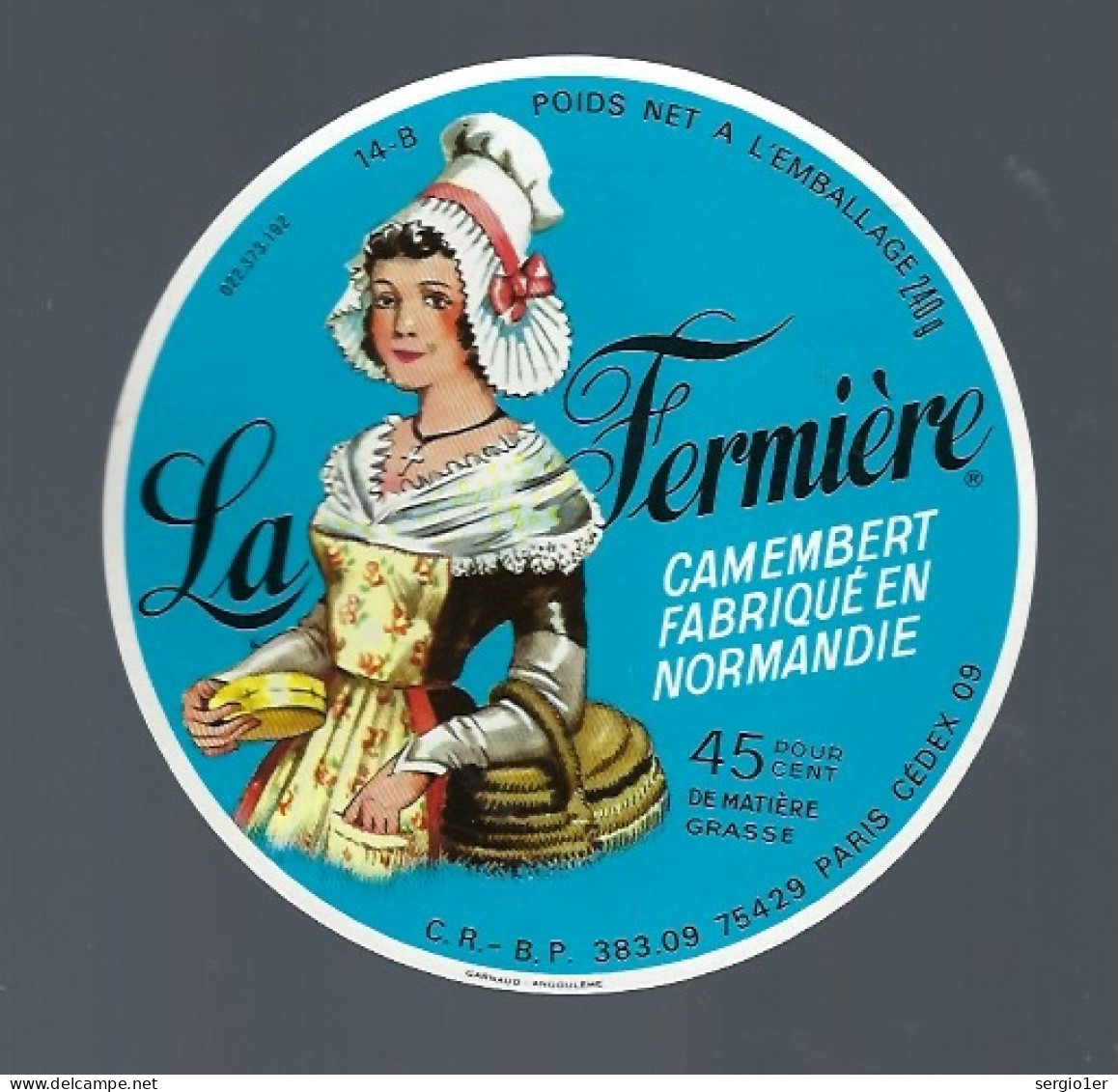 Etiquette Fromage Camembert Normandie 45%mg La Fermière Dupont Isigny Sur Mer Calvados 14 " Femme" - Käse