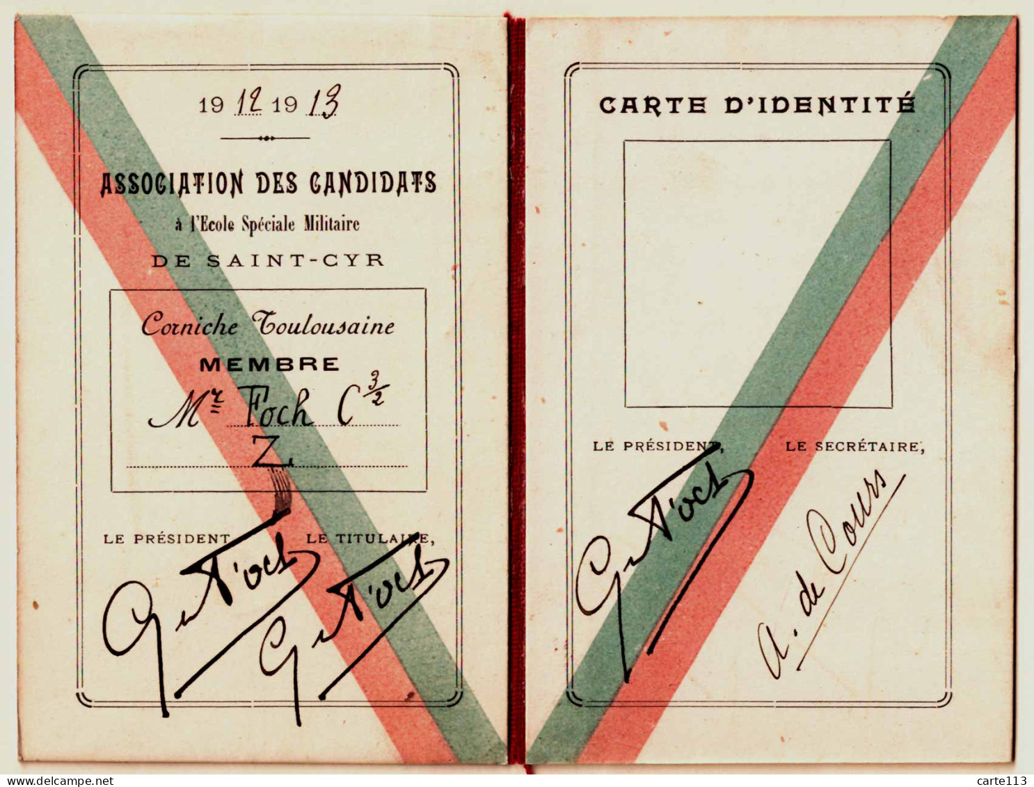 31 - PAP34656PAP - TOULOUSE - Corniche Toulousaine - Carte D'identité Cartonnée -1912-1913 - Très Bon état - HAUTE-GARON - Mitgliedskarten