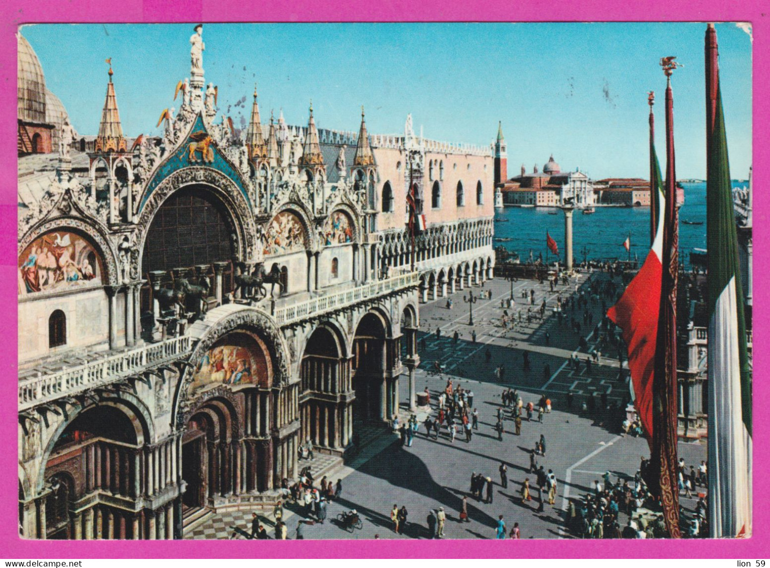 294008 / Italy - VENEZIA Basilica S. Marco PC 1965 USED 5+15 L  Sistine Chapel By Michelangelo Flamme SAVINGS DAY - 1961-70: Marcophilia