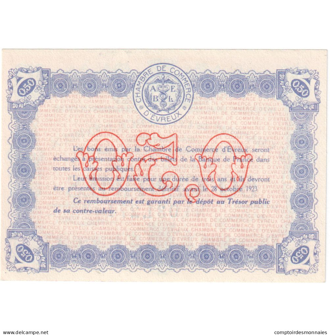 France, Evreux, 50 Centimes, 1917, SPL, Pirot:57-10 - Chambre De Commerce