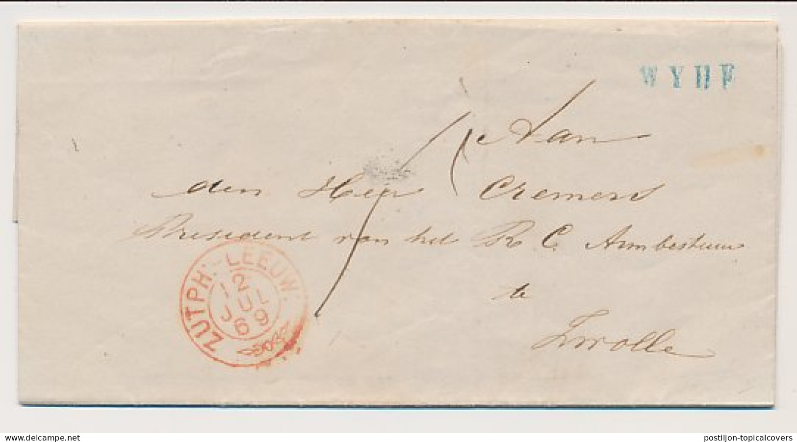 Wyhe - Trein Takjestempel Zutphen - Leeuwarden 1869 - Covers & Documents