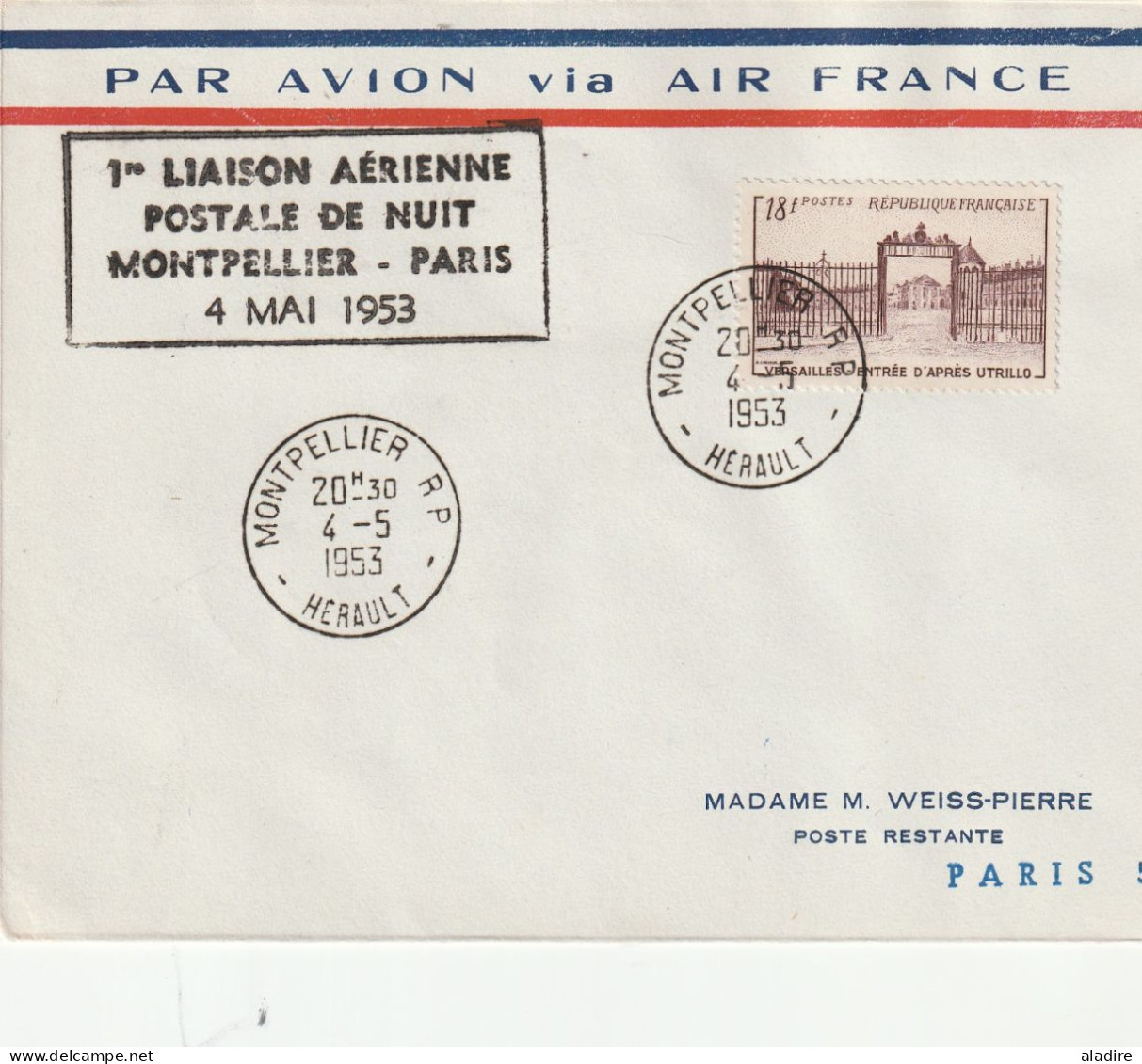 1944 /1958 - collection de 16 enveloppes PAR AVION - POSTE AERIENNE - nombreux timbres - 32 scans