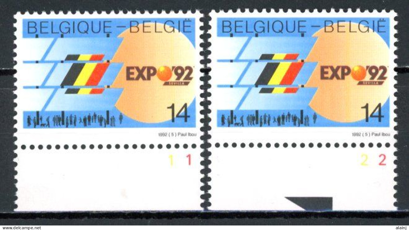 BE  2448  XX   ----  Exposition Universelle "Séville '92"   --  N° De Planche 1 Et 2. - 1991-2000