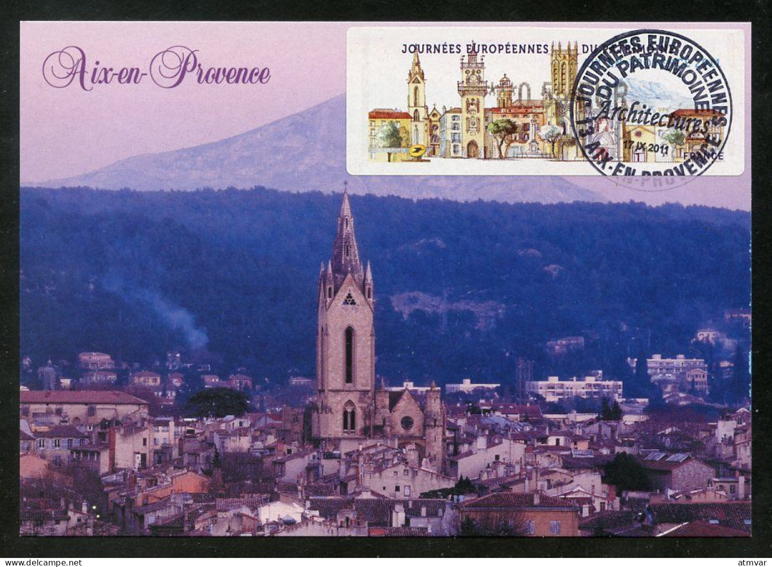 FRANCE (2011) - Carte Maximum Card ATM LISA - Journées Patrimoine - Aix-en-Provence - Église St. Jean + Ste. Victoire - 2010-... Illustrated Franking Labels