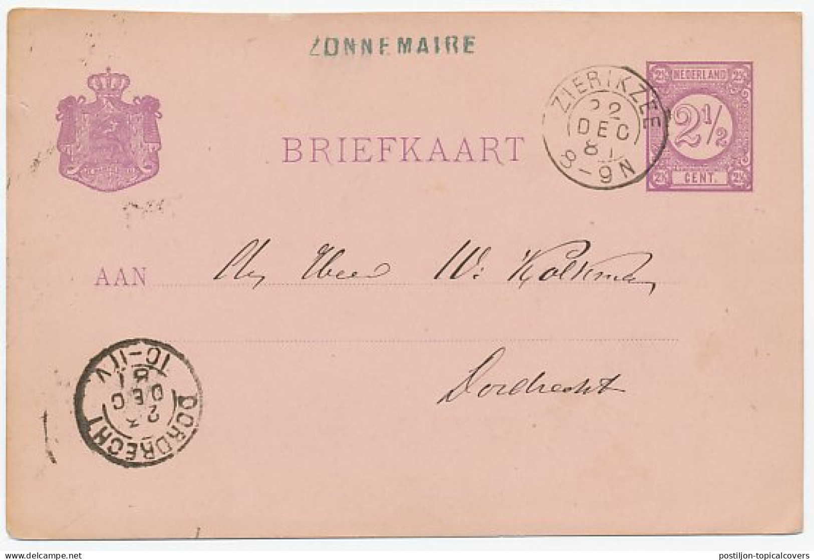Naamstempel Zonnemaire 1881 - Briefe U. Dokumente