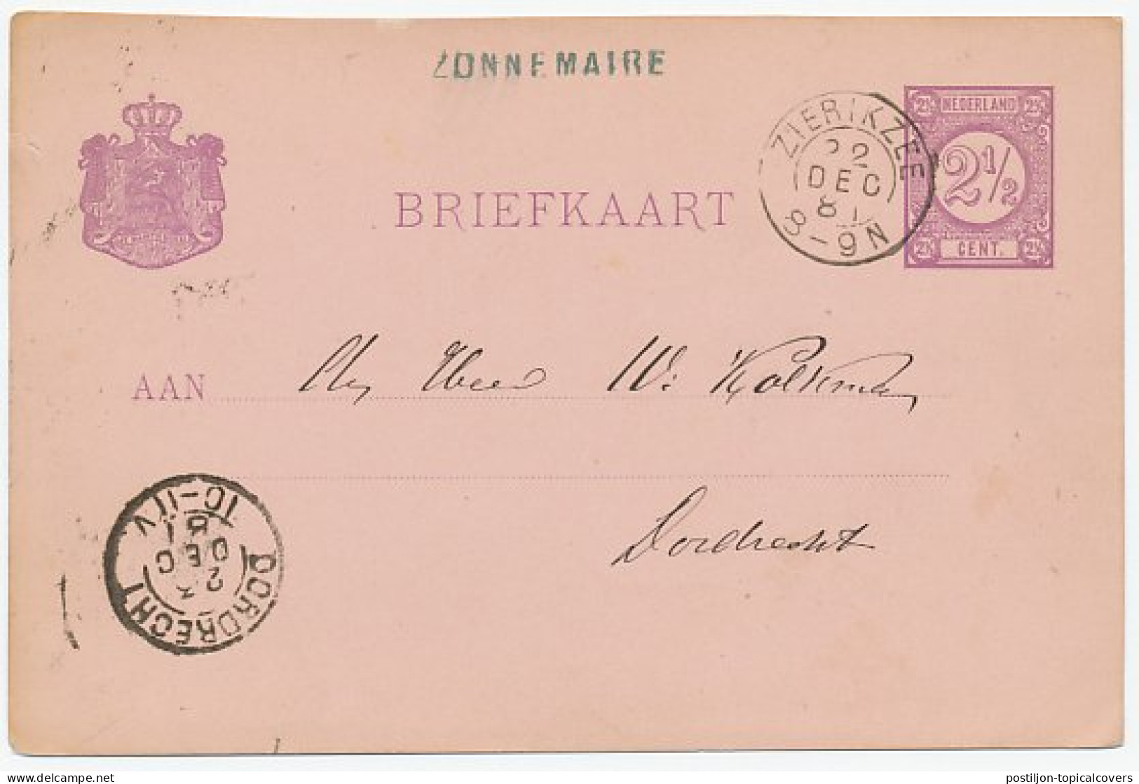 Naamstempel Zonnemaire 1881 - Lettres & Documents