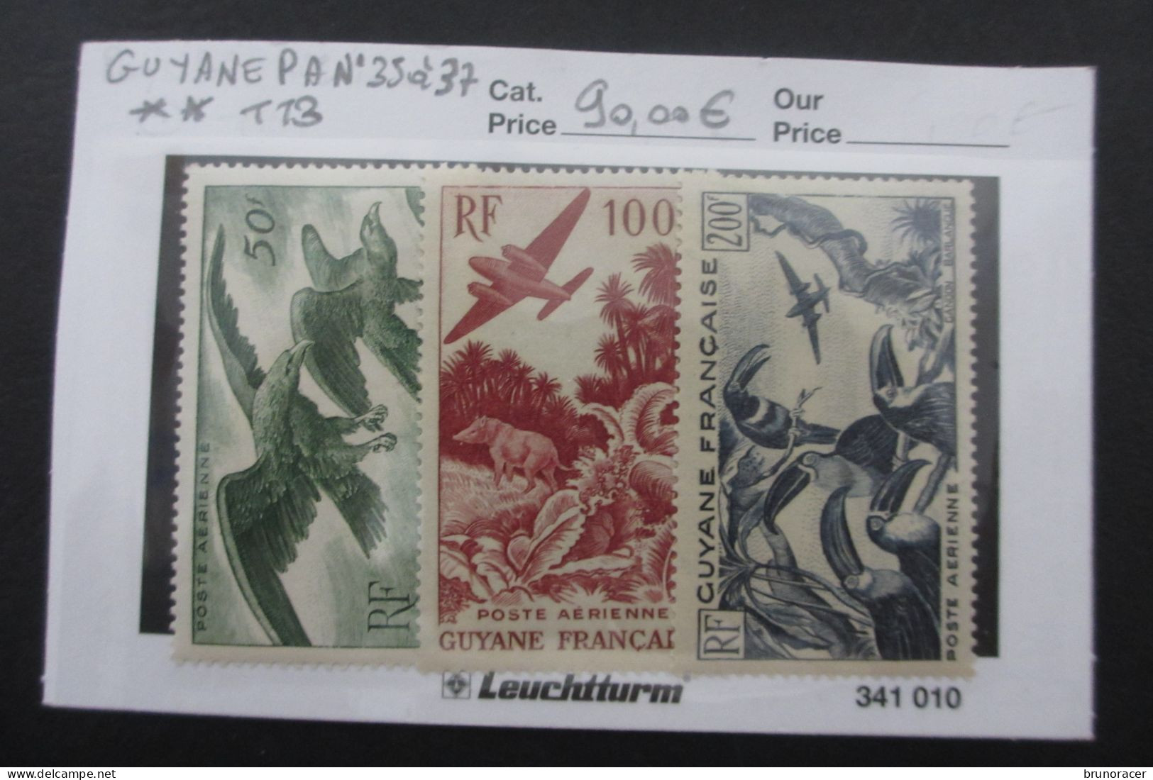 GUYANE POSTE AERIENNE N°35 à 37 NEUF** TB COTE 90 EUROS  VOIR SCANS - Unused Stamps