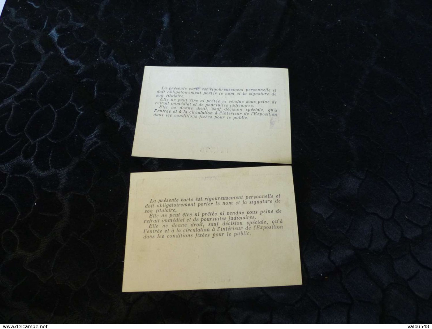 VP-44 , Lot De Deux Tickets D'entrée, Congrès Exposition Coloniale Internationale, Paris 1931 - Tickets - Vouchers