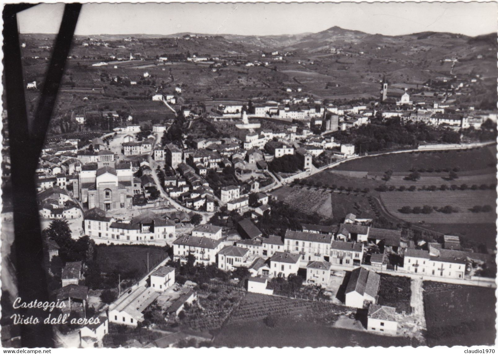 CASTEGGIO - PAVIA  - CARTOLINA - VISTO DALL' AEREO  - VIAGGIATA PER VARESE - 1954 - Pavia