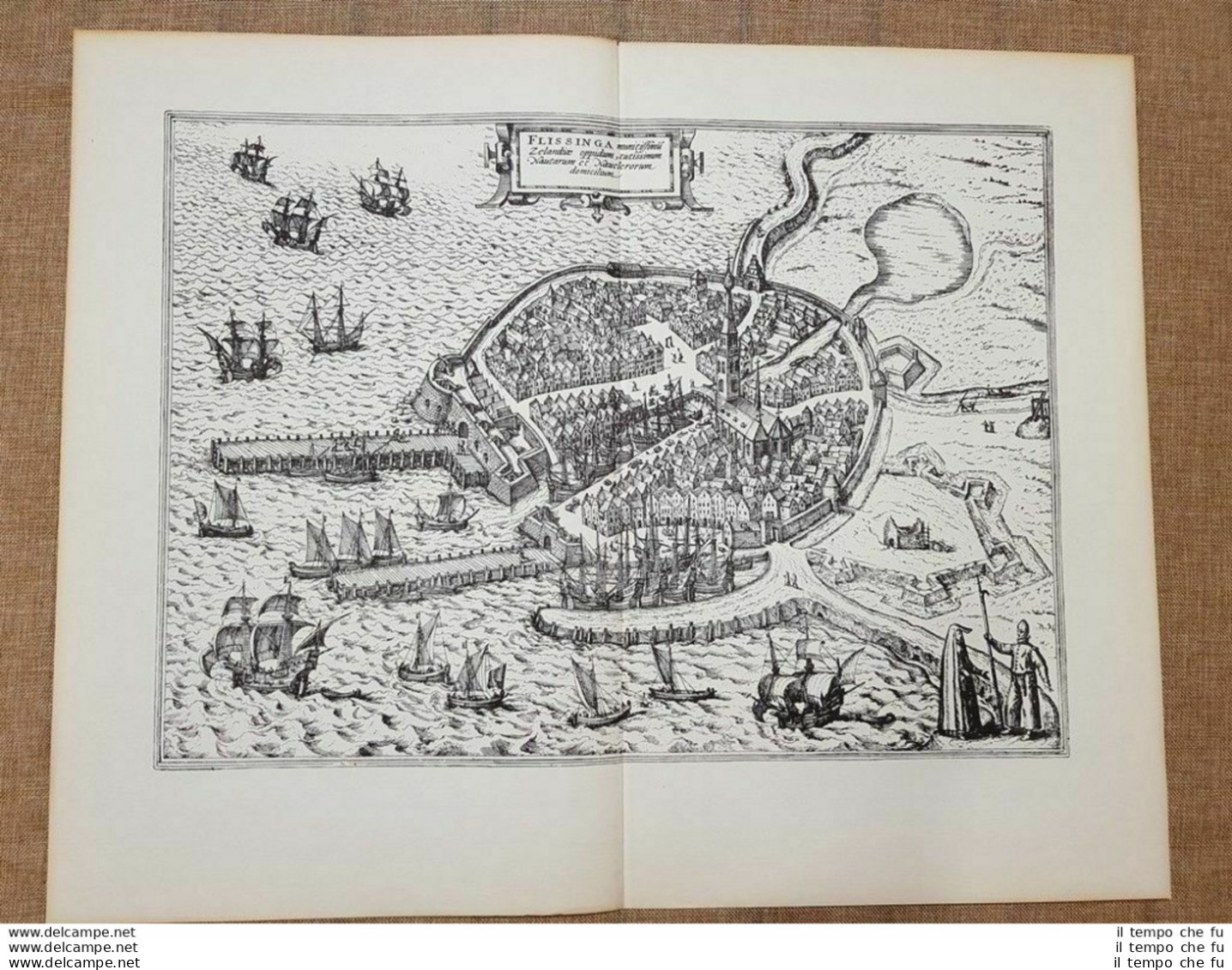 Veduta Dell'Isola Di Walcheren, Flessinga Anno 1657 Braun E F.Hogenberg Ristampa - Cartes Géographiques