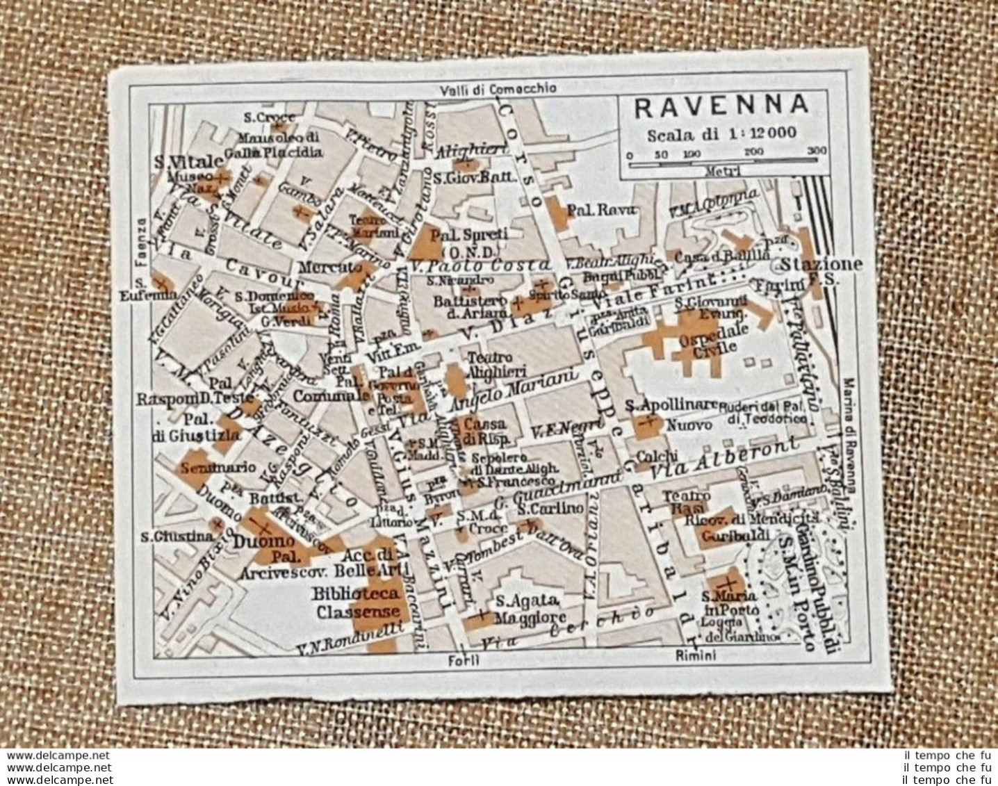 Pianta O Piantina Del 1937 La Città Di Ravenna Emilia Romagna T.C.I. - Cartes Géographiques