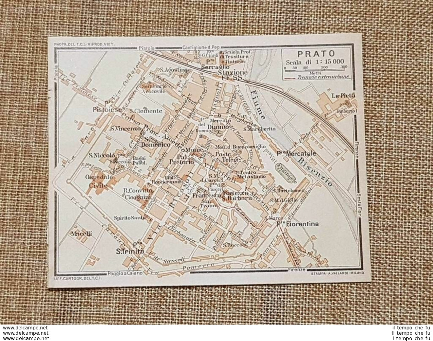 Pianta O Piantina Del 1939 La Città Di Prato Toscana T.C.I. - Cartes Géographiques