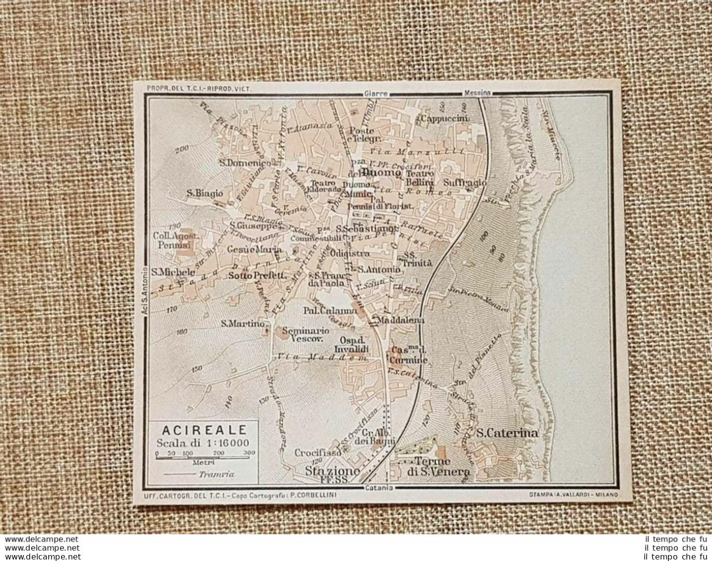 Pianta O Piantina Del 1919 La Città Di Acireale Catania Sicilia T.C.I. - Geographical Maps