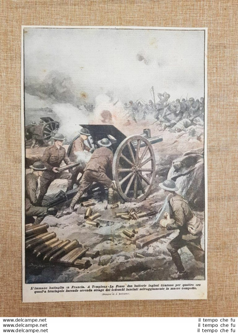 Retrocopertina De La Domenica Del Corriere Del 1918 Templeux-La Fosse Guerra WW1 - Other & Unclassified