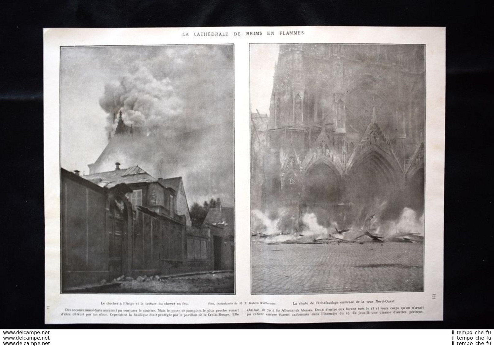 Cathédrale De Reims En Flammes Aumonerie Militaire WW1 Guerra 1914 - 1918 - Autres & Non Classés