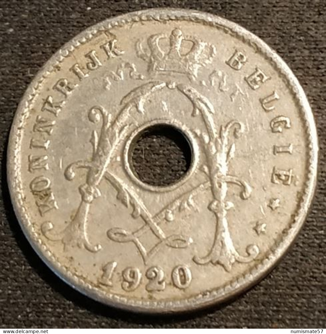 BELGIQUE - BELGIUM - 5 CENTIMES 1920 - Surfrappe 1920/10 - Légende NL - Albert Ier - Type Michaux - KM 67 - 5 Cents