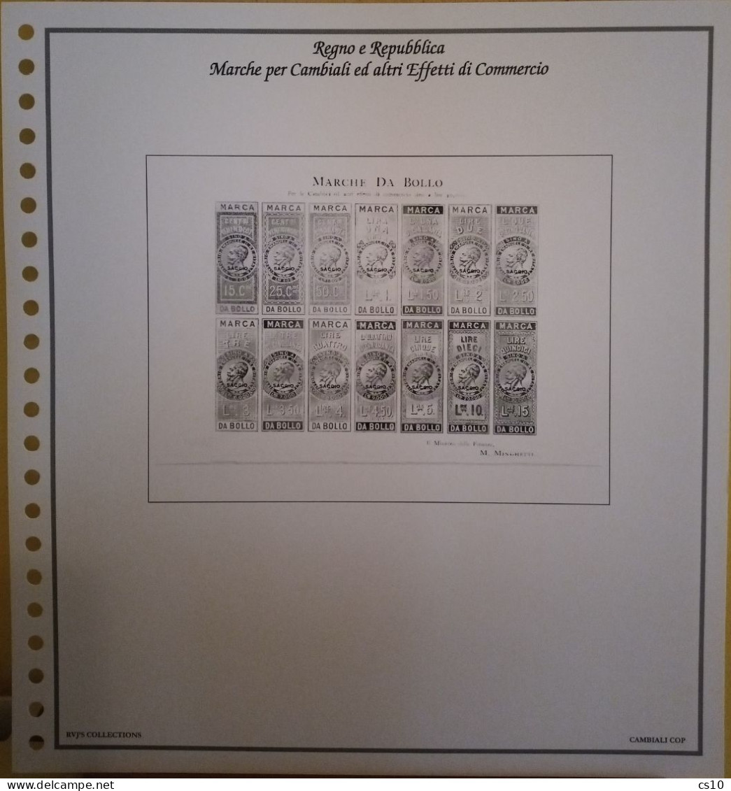 Marche Cambiali Effetti Commercio Regno RSI Luogotenenza Repubblica - Raccolta Fogli Aggiornamento 22anelli Standard - Revenue Stamps