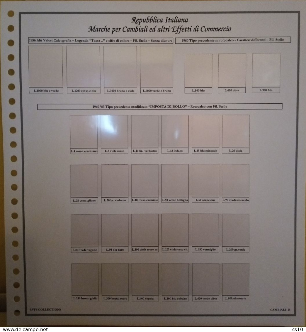 Marche Cambiali Effetti Commercio Regno RSI Luogotenenza Repubblica - Raccolta Fogli Aggiornamento 22anelli Standard