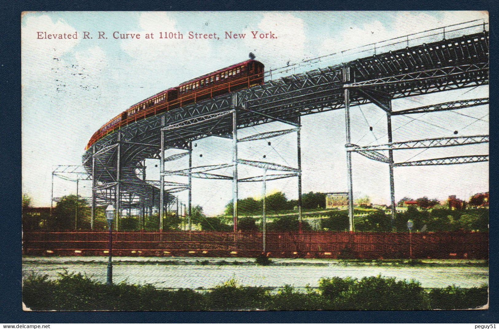 New-York. Elevated R.R.Curve At 100th Street ( Suicide Curve). 1903-Interborough Rapid Transit Company. 1912 - Manhattan