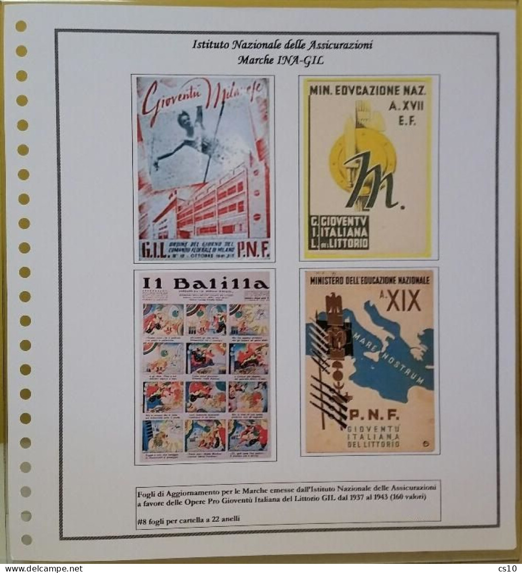 Marche INA-GIL Gioventù Italiana Littorio 1937  - Raccolta Fogli Aggiornamento 22anelli Standard - Presentation Packs