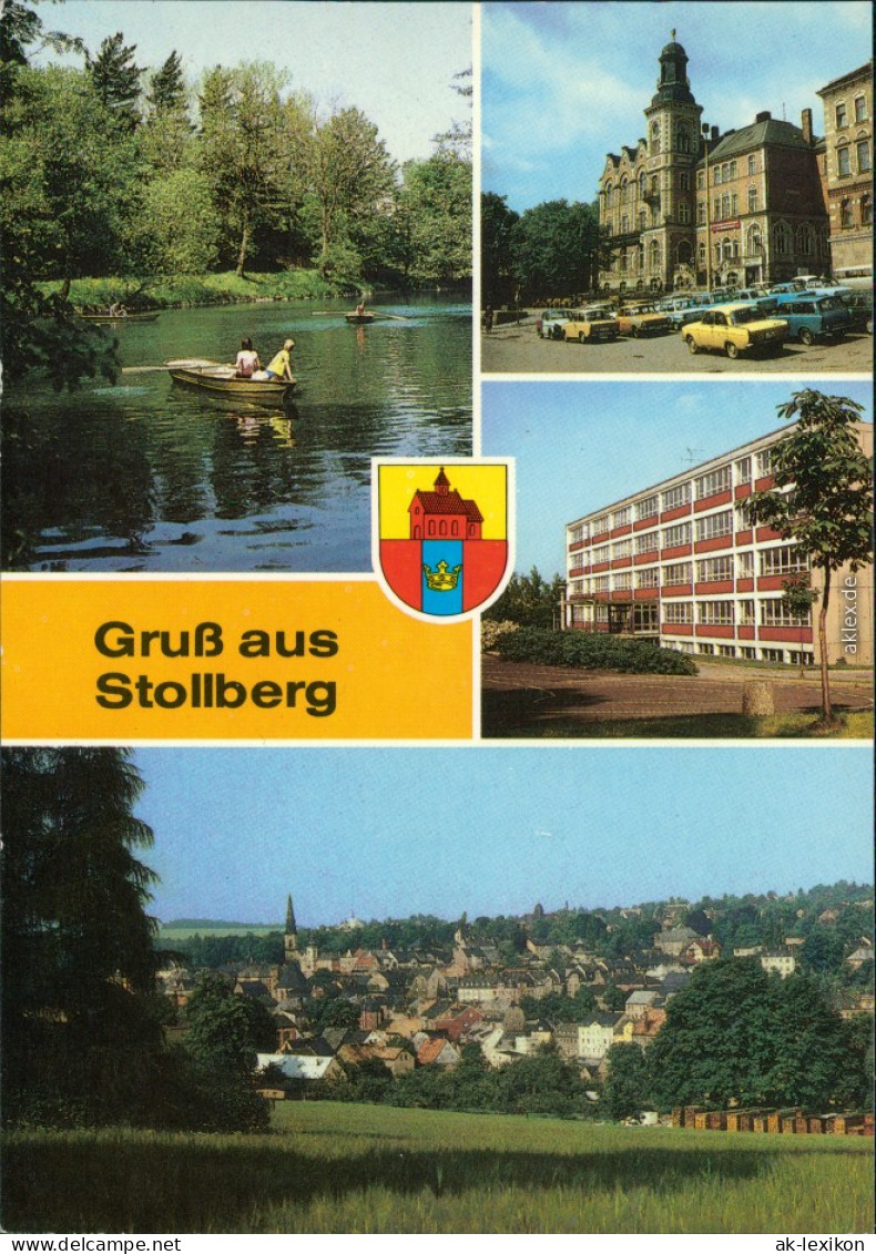 Stollberg (Erzgebirge) Walkteich, Markt Rathaus, Erich-Weinert-Oberschule  1985 - Stollberg (Erzgeb.)