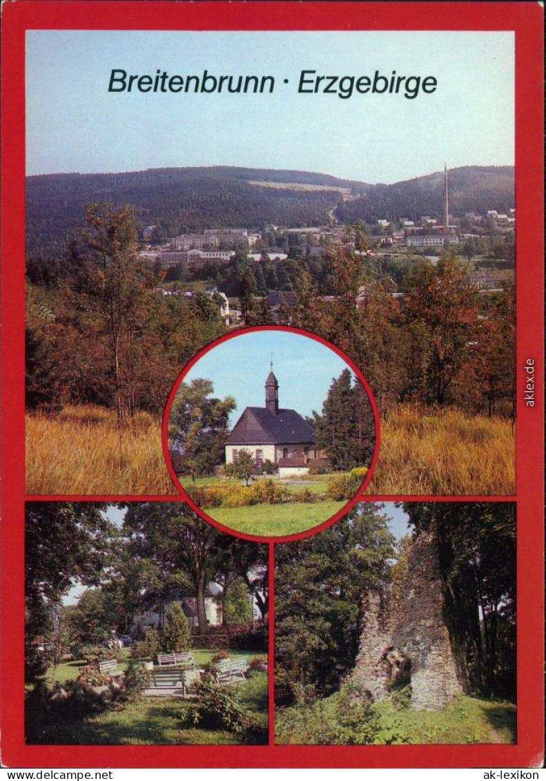 Breitenbrunn (Erzgebirge)   Dorfkirche, Parkanlage, Ruine Jagdhaus 1987 - Breitenbrunn