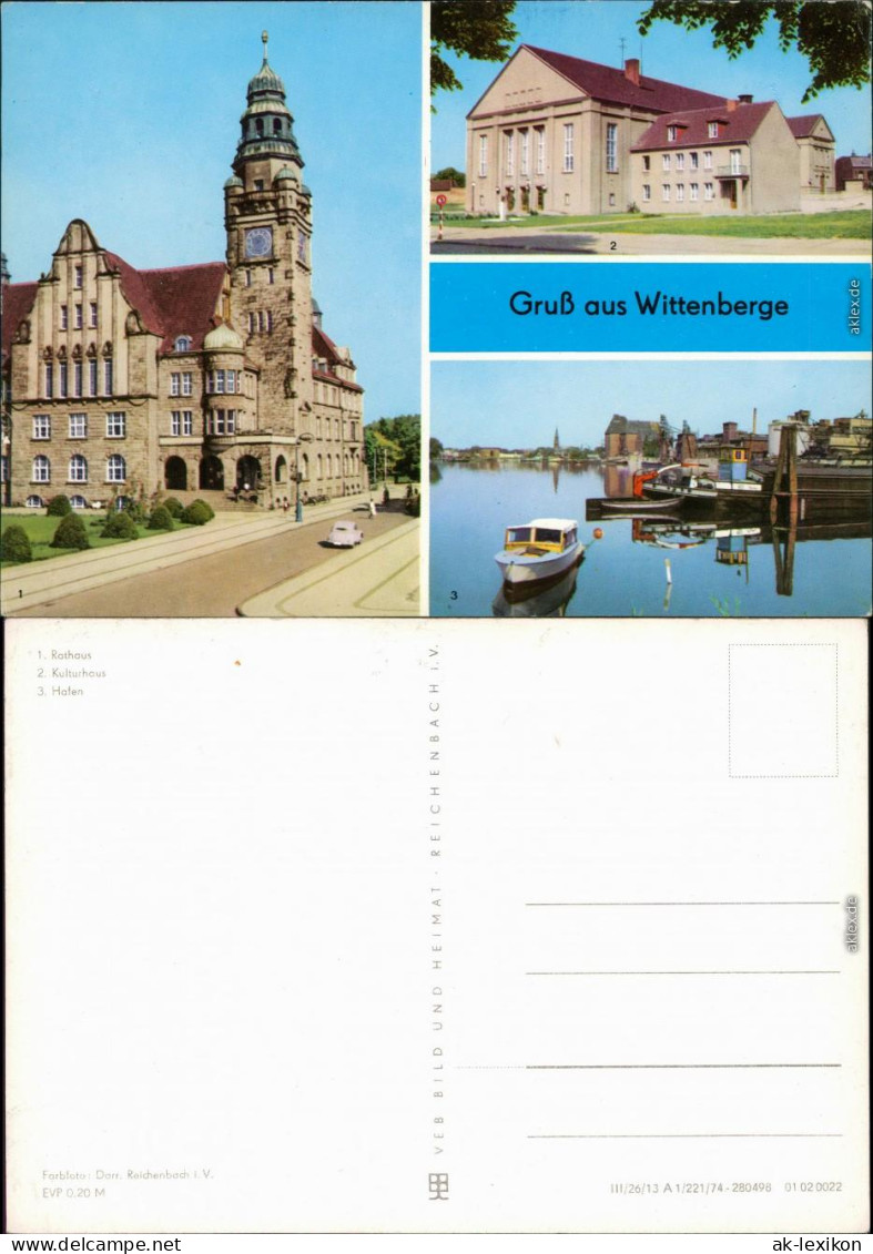 Wittenberge 1. Rathaus, 2. Kulturhaus, 3. Hafen 1974 - Wittenberge