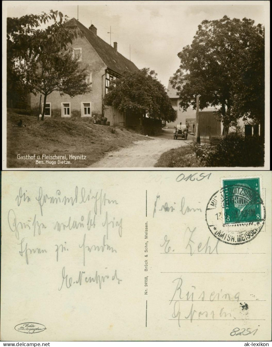 Ansichtskarte Heynitz-Nossen Gasthof, Auto 1929 - Nossen