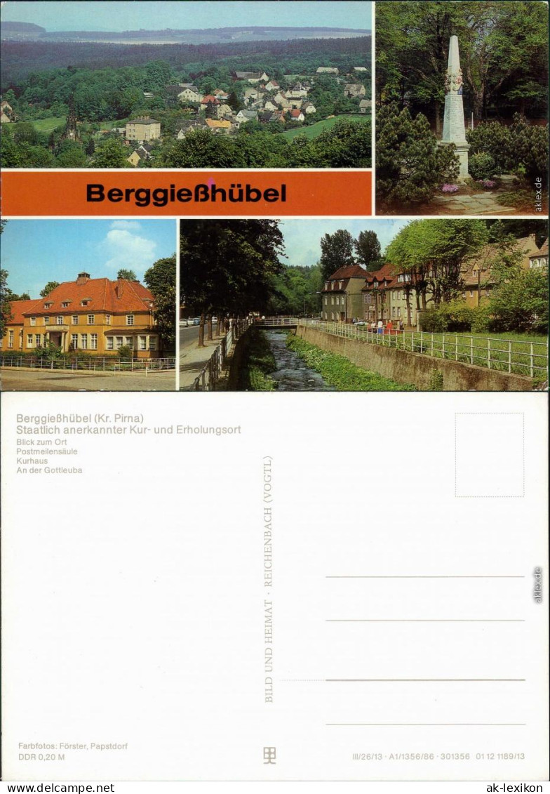 Bad Gottleuba-Berggießhübel Blick Zum Ort, Postmeilensäule, Kurhaus,  1986 - Bad Gottleuba-Berggiesshuebel