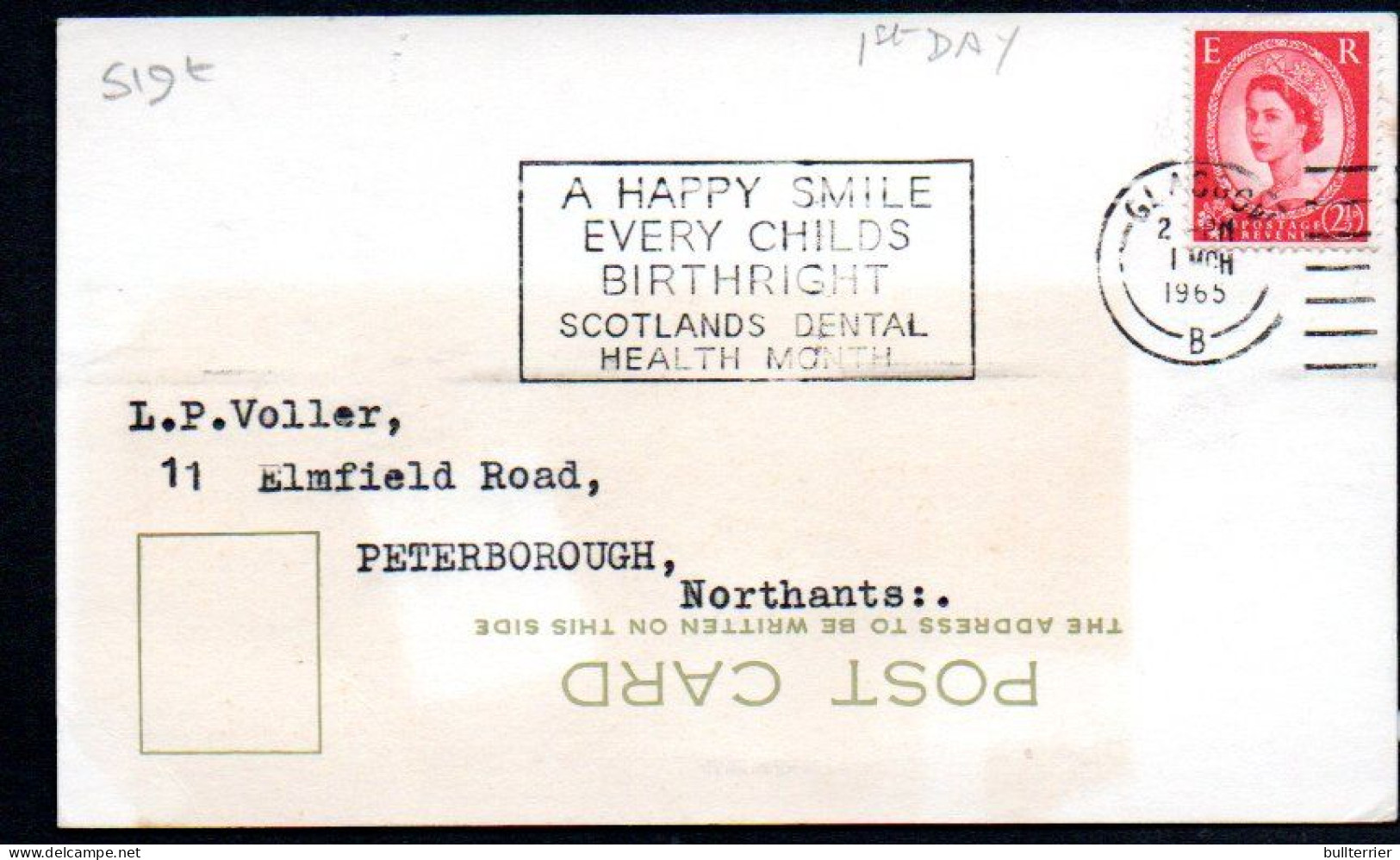 DENISTRY -  GREAT BRITAIN  - 1965- COVER WITH SCOTLAND DENTAL HEALTH MONTH  POSTMARK - Medicine