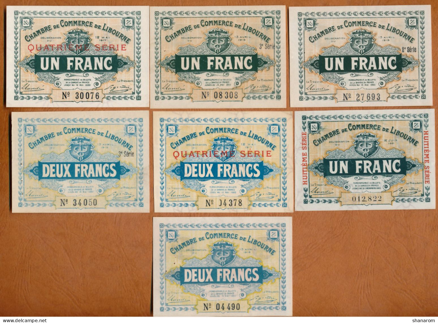 1914-18 // C.D.C. // LIBOURNE (Gironde 33) // 14 Billets // Série - Date - Valeurs Différentes - Chambre De Commerce