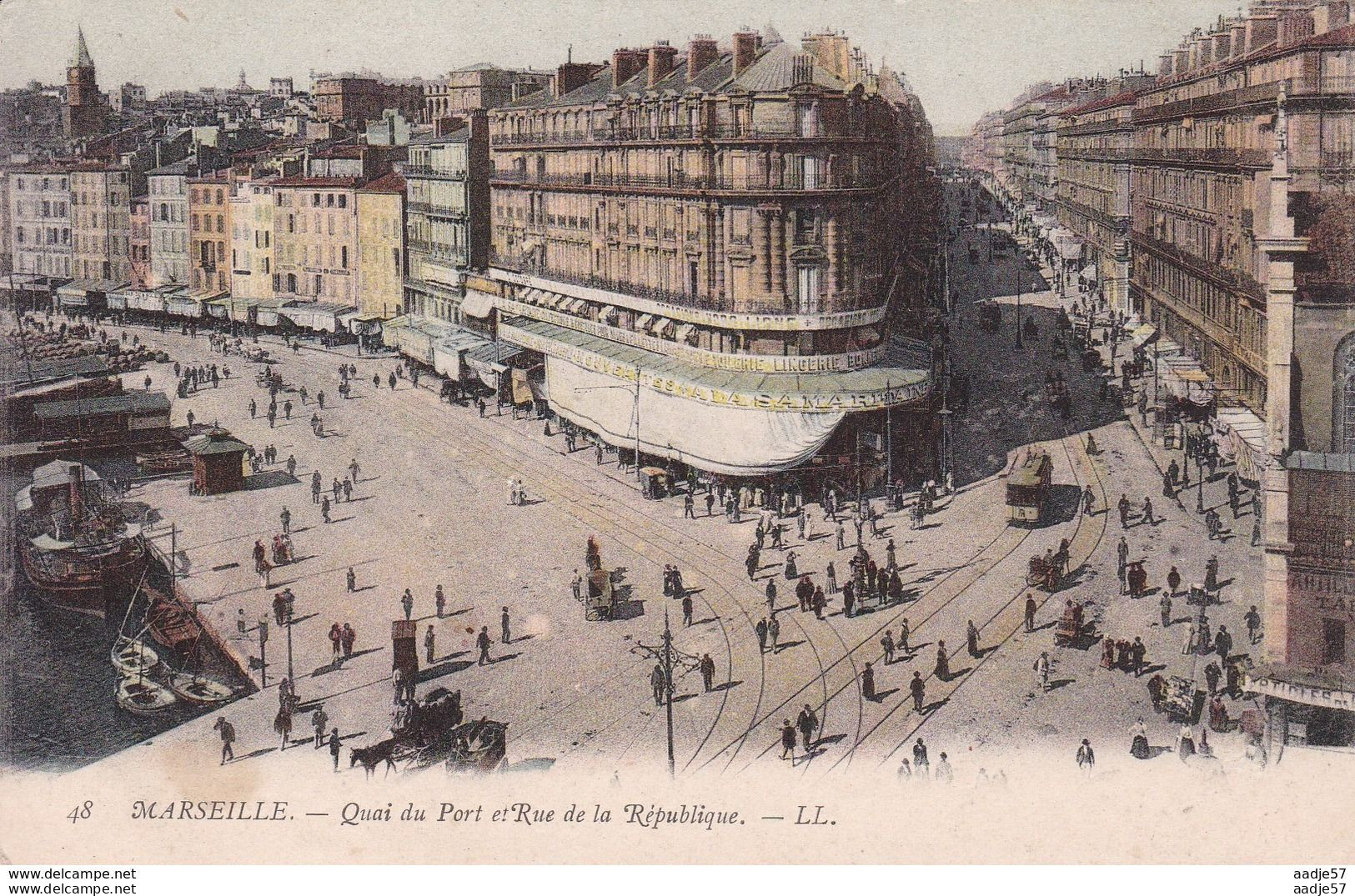 France Marseille Le Quai Du Port Et La Rue De La Republique Tramway - Strassenbahnen