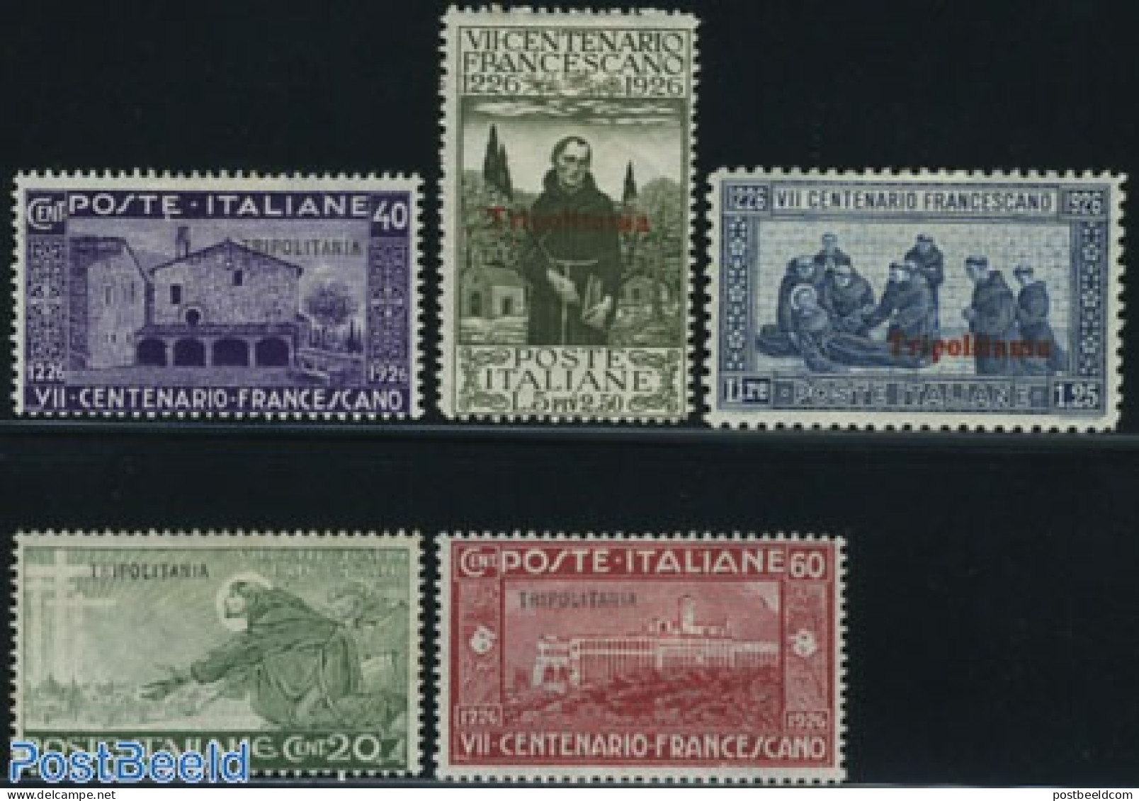 Italian Lybia 1926 Tripoli, St. Francis Of Assisi 5v, Mint NH, Religion - Religion - Tripolitania