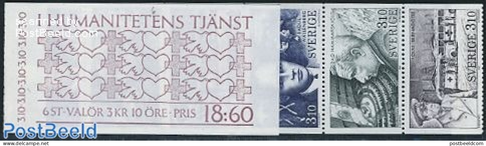Sweden 1987 Humanity Booklet, Mint NH, Health - Religion - Transport - Red Cross - Judaica - Stamp Booklets - Automobi.. - Ongebruikt