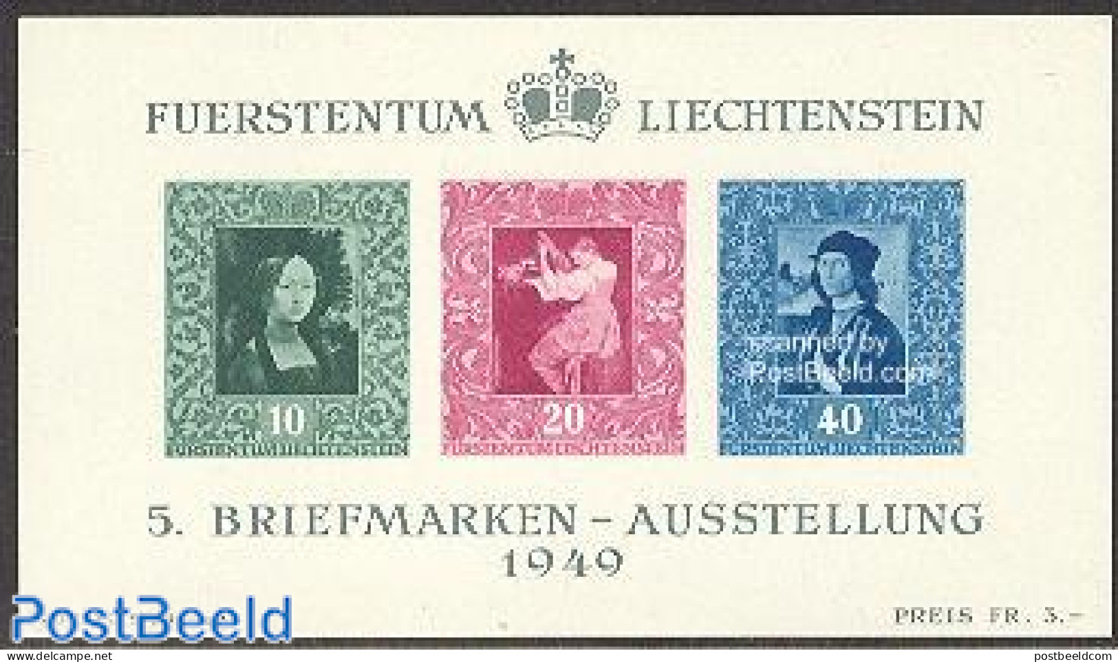 Liechtenstein 1949 Stamp Exposition S/s, Unused (hinged), Art - Leonardo Da Vinci - Paintings - Raphael - Ongebruikt