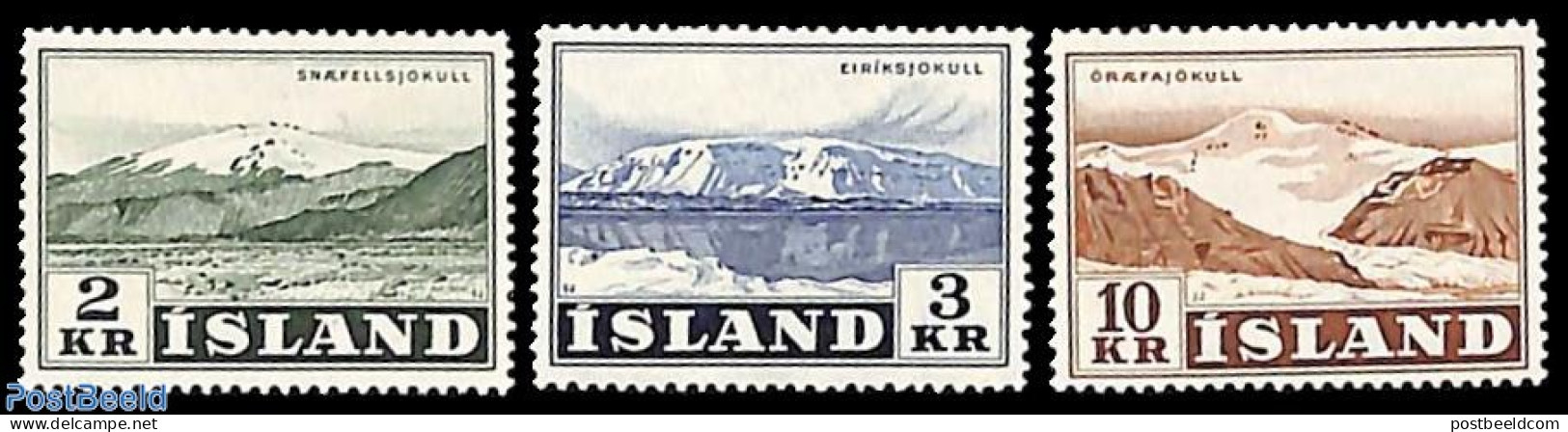 Iceland 1957 Definitives 3v, Mint NH, History - Geology - Neufs