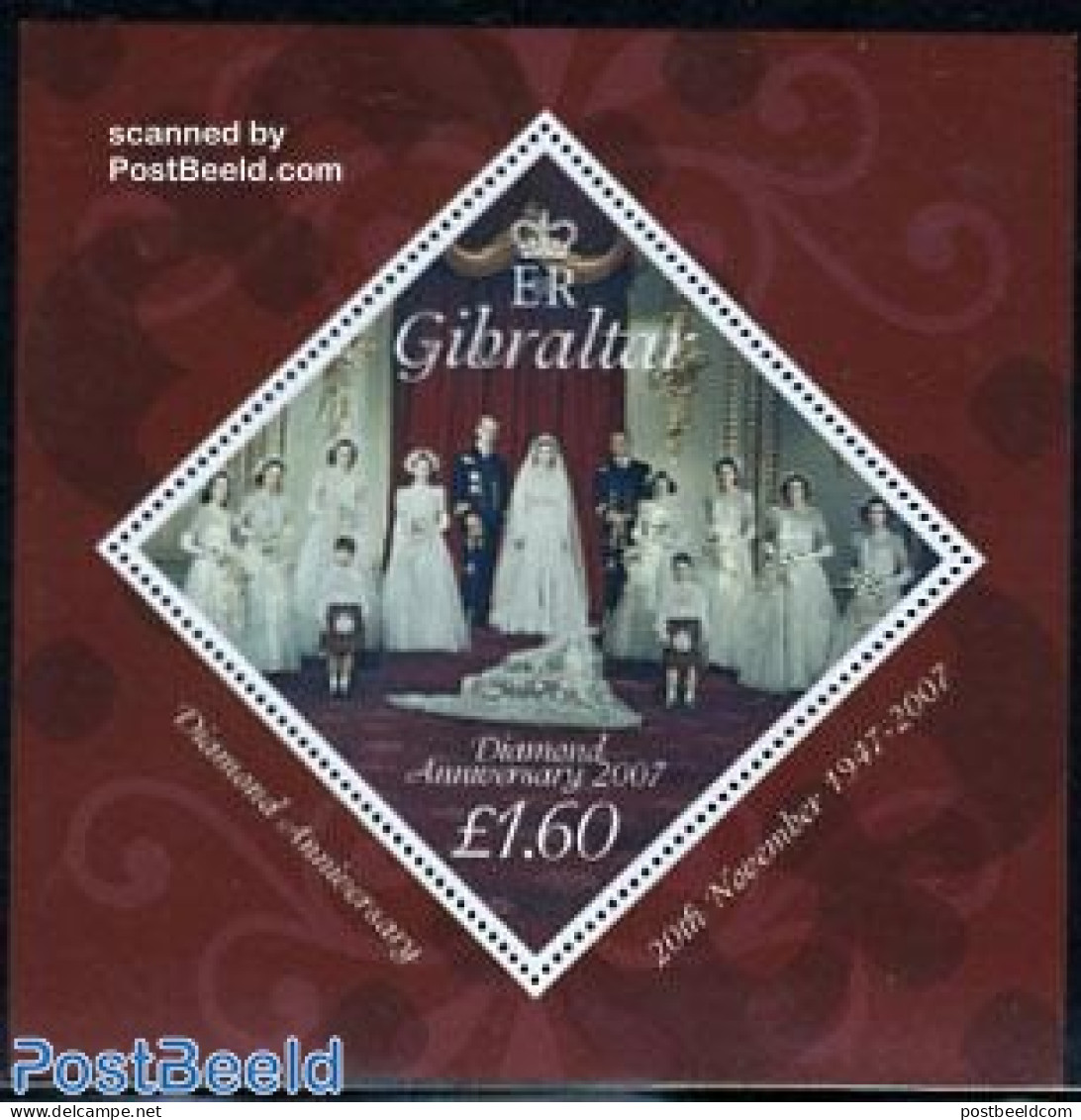 Gibraltar 2007 Elizabeth II Diamond Wedding Anniv. S/s, Mint NH, History - Kings & Queens (Royalty) - Königshäuser, Adel