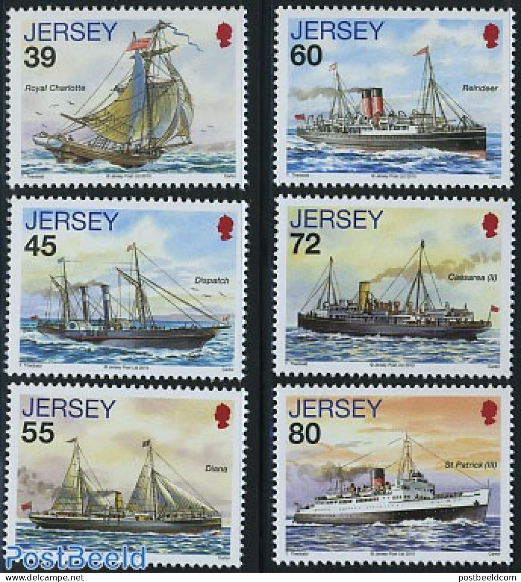 Jersey 2010 Mail Ships 6v, Mint NH, Transport - Post - Ships And Boats - Post