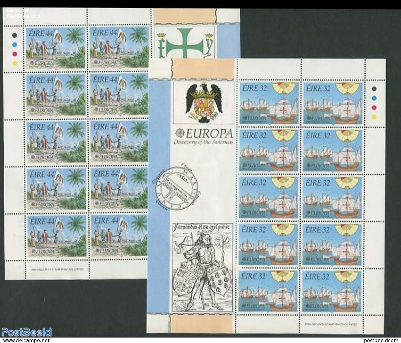 Ireland 1992 Europa 2 M/ss, Mint NH, History - Transport - Europa (cept) - Explorers - Ships And Boats - Neufs