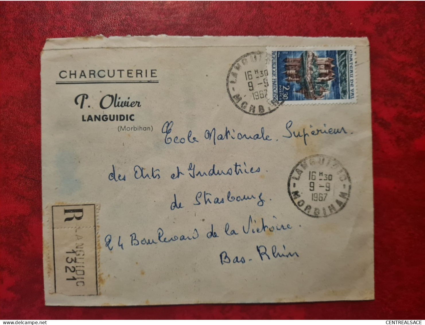 LETTRE RECOMMANDE LANGUIDIC ENTETE CHARCUTERIE P. OLIVIER 1967 - Altri & Non Classificati