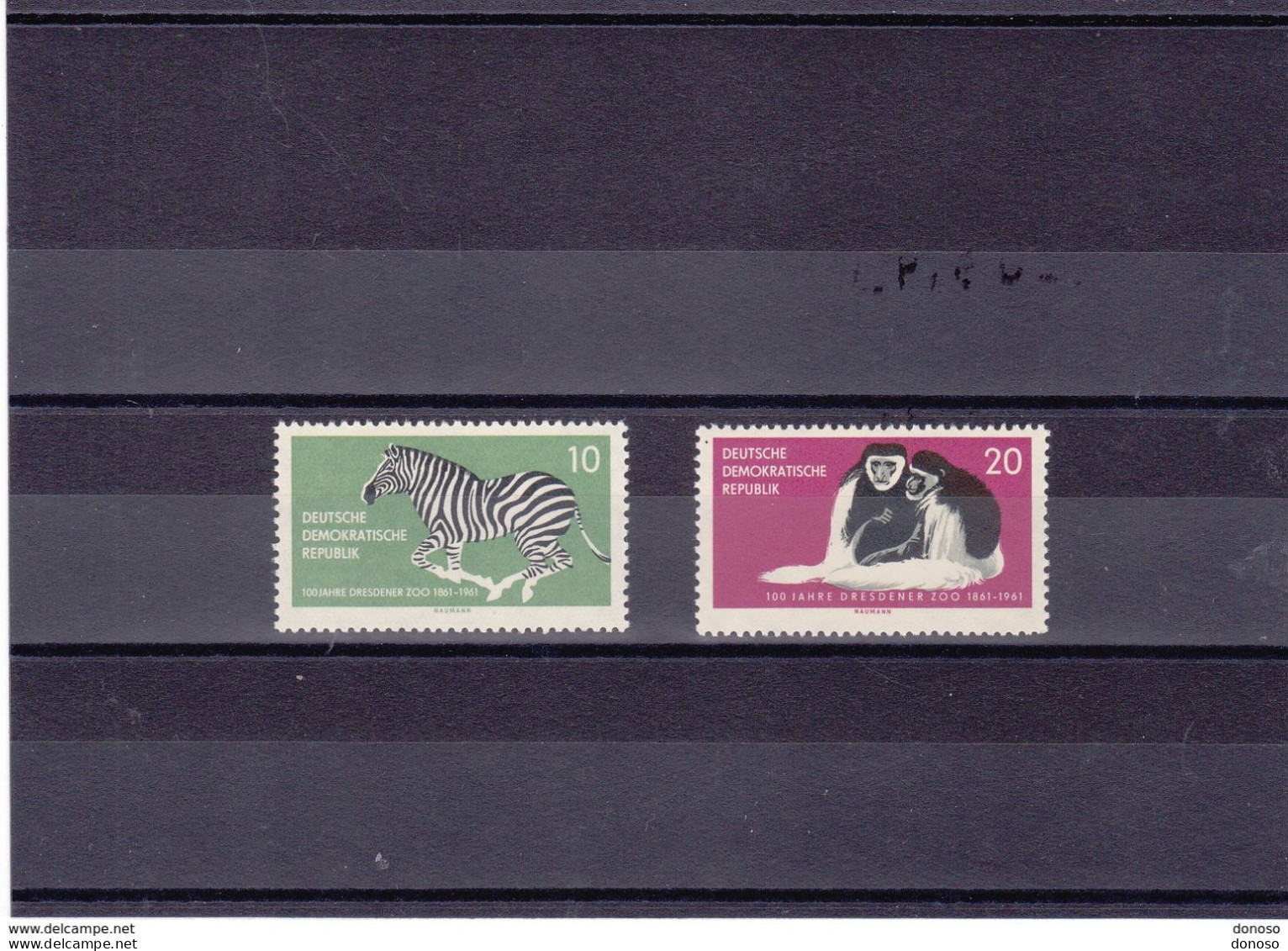 RDA 1961 ANIMAUX, Zèbre, Colobe Yvert 538-539, Michel 825-826 NEUF** MNH Cote Yv 8 Euros - Unused Stamps