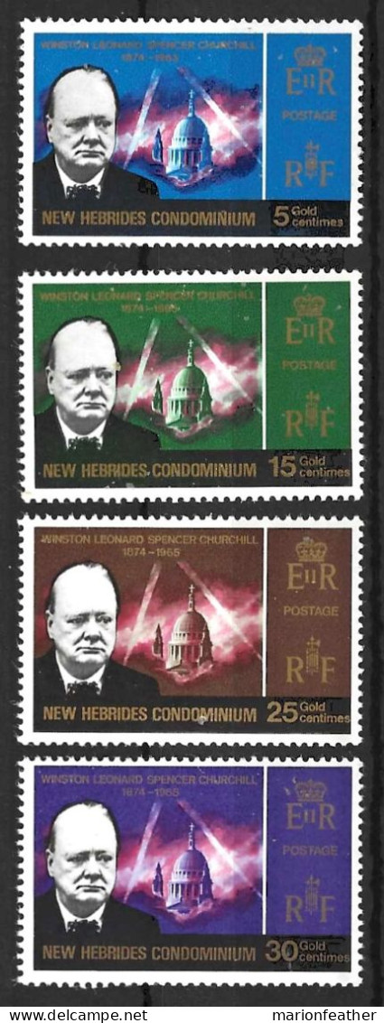 NEW HEBRIDES CONDOMINIUM......QUEEN ELIZABETH ..II..(1952-22.)..." 1966.."....OMNIBUS.....CHURCHILL , SET OF 4......MNH. - Nuevos