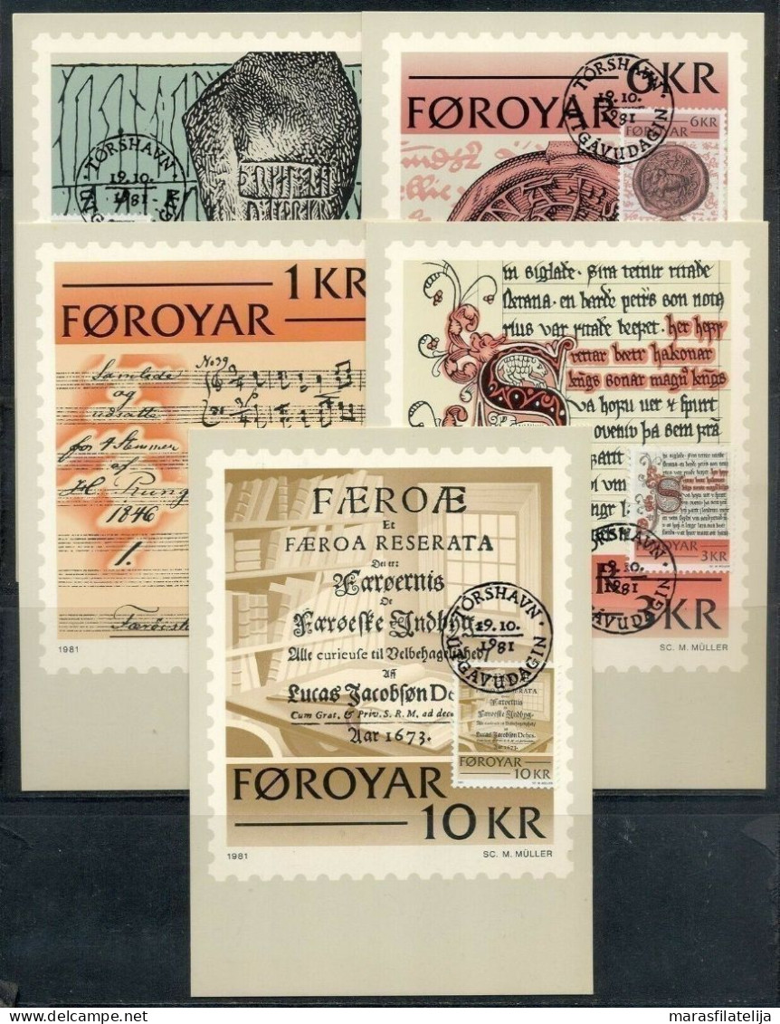 Denmark 1981, Faroe Islands, Historical Writing System, Nice Maxicards Set - Färöer Inseln