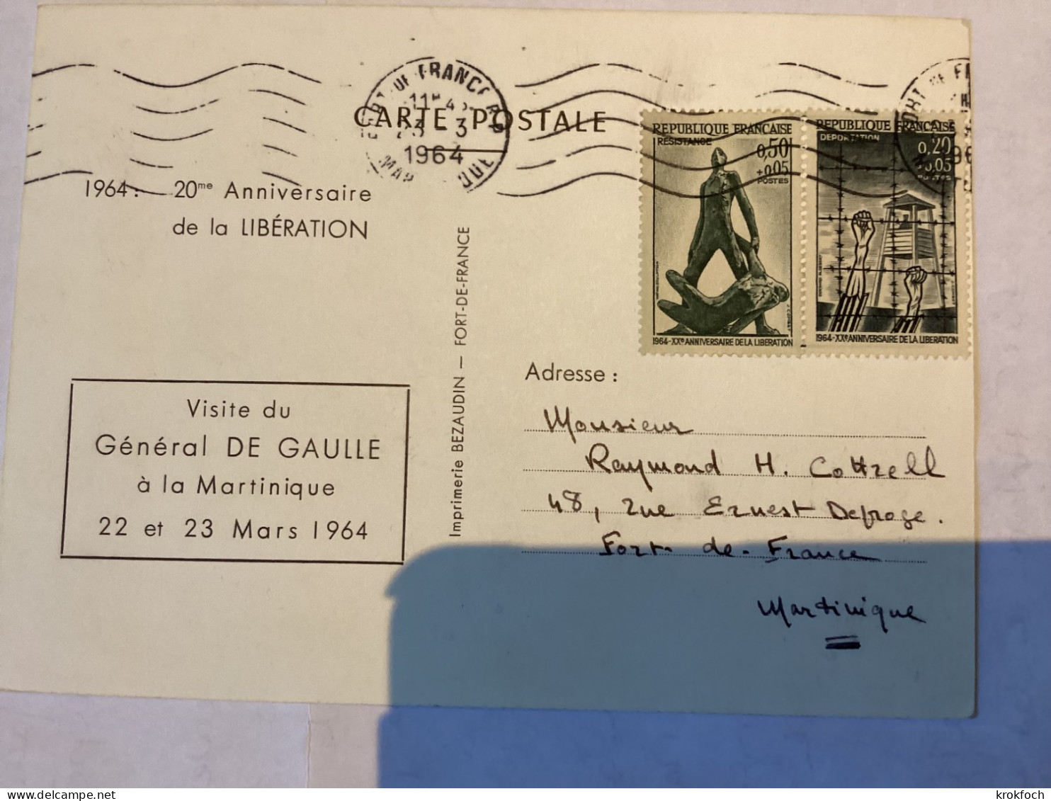 Voyage Général De Gaulle - Martinique 03.1964 - Fort-de-France - 2 Scansion - Storia Postale